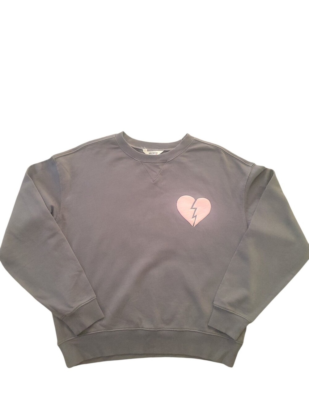 Wildfox I Wish It Was Saturday Graphic Sweatshirt Gray Pink Heart Oversized S - Picture 2 of 9